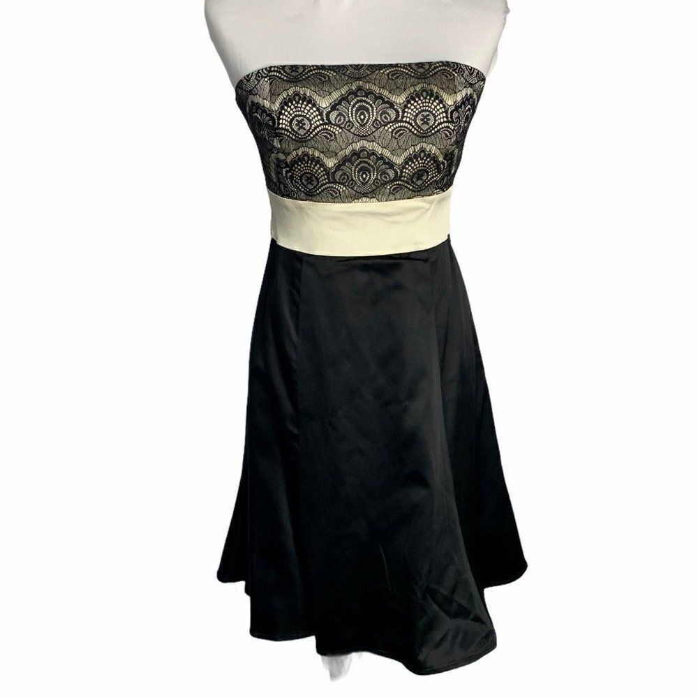 Vintage Tahari Satin Lace Party Dress 6 Petite
